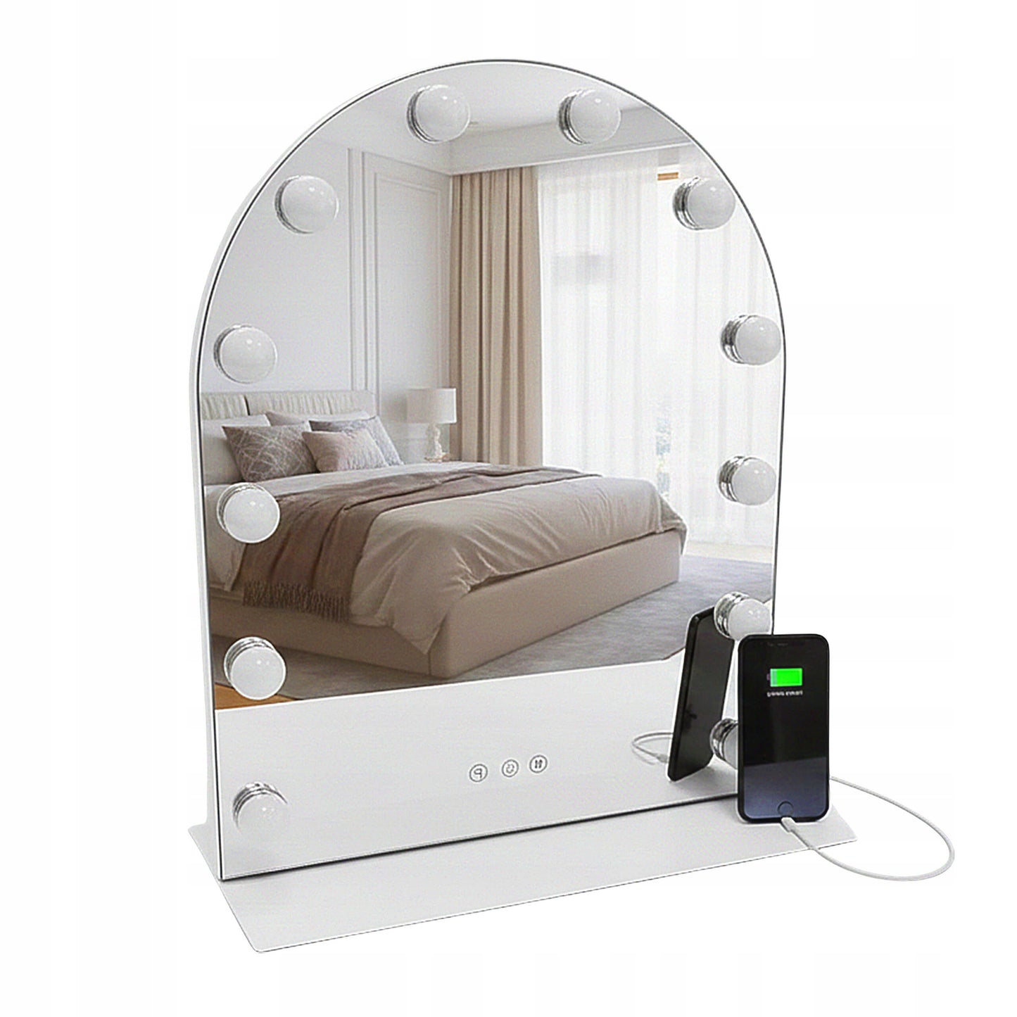 Makiažo veidrodis su Holivudo LED apšvietimu STOVINTIS 50x40 cm DOVANA