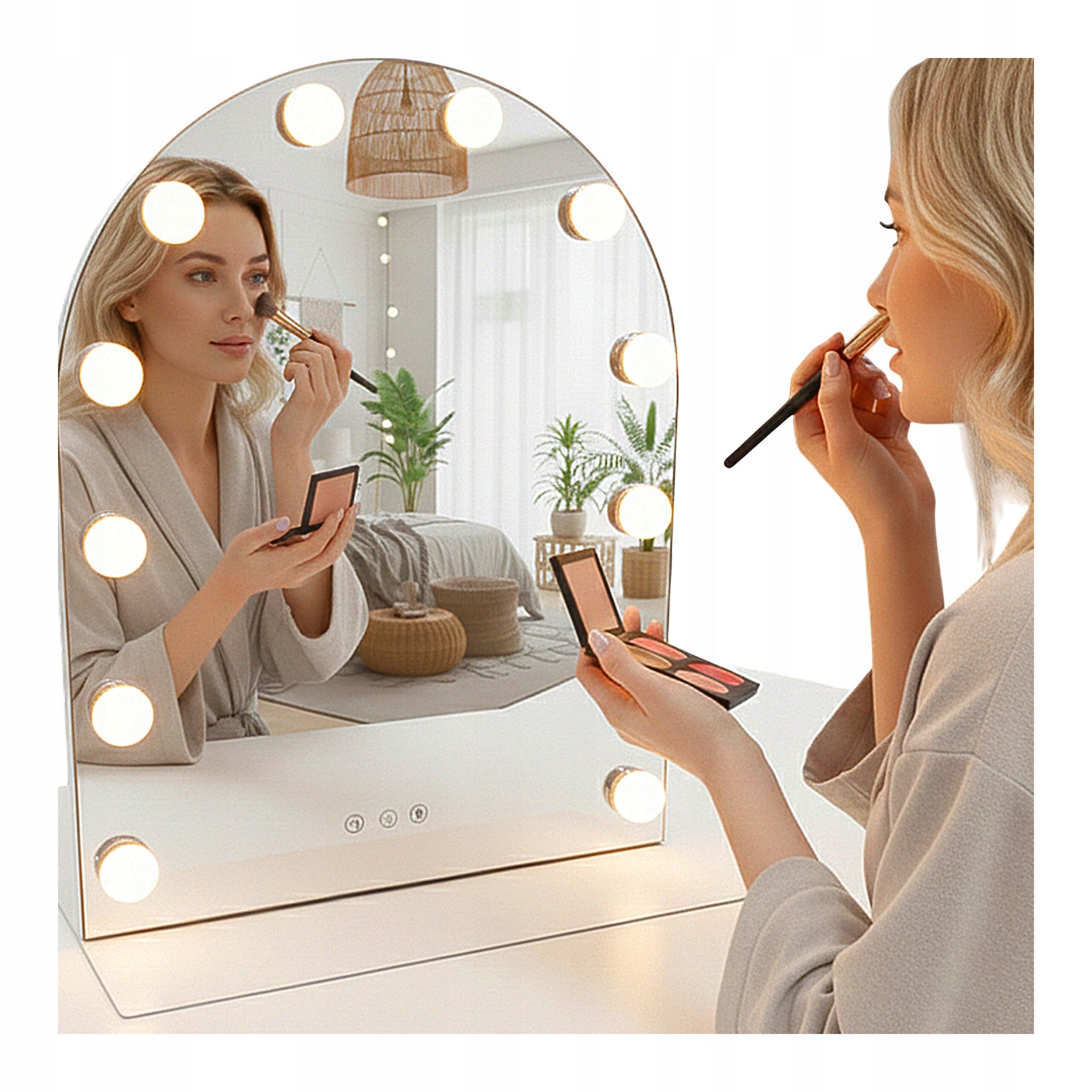 Makiažo veidrodis su Holivudo LED apšvietimu STOVINTIS 50x40 cm DOVANA