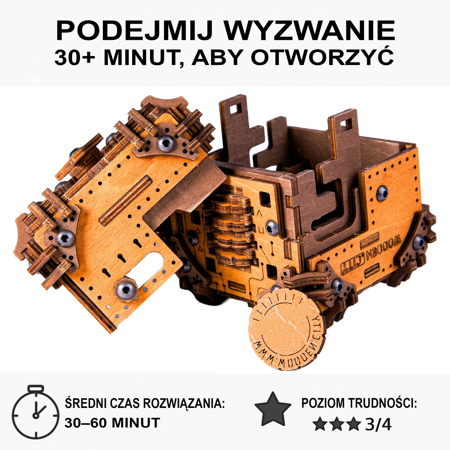 Dėlionė Tesseract "Escape Room" Dėžutė Medinė Dėlionė 3D Wooden.City