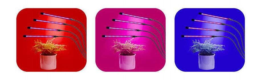 LED lempa augalų auginimui, laikmatis, USB, klipsas, dviguba, judama