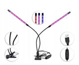 LED lempa augalų auginimui, laikmatis, USB, klipsas, dviguba, judama