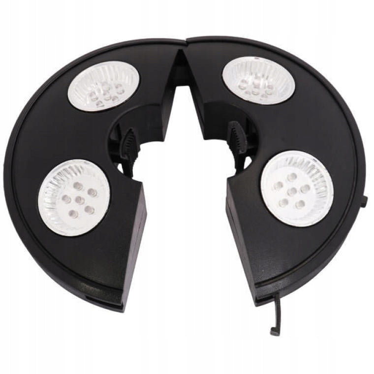 LED lempa sodiniam skėčiui su dvipusiu šviesos šaltiniu, maitinama baterijomis