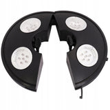 LED lempa sodiniam skėčiui su dvipusiu šviesos šaltiniu, maitinama baterijomis