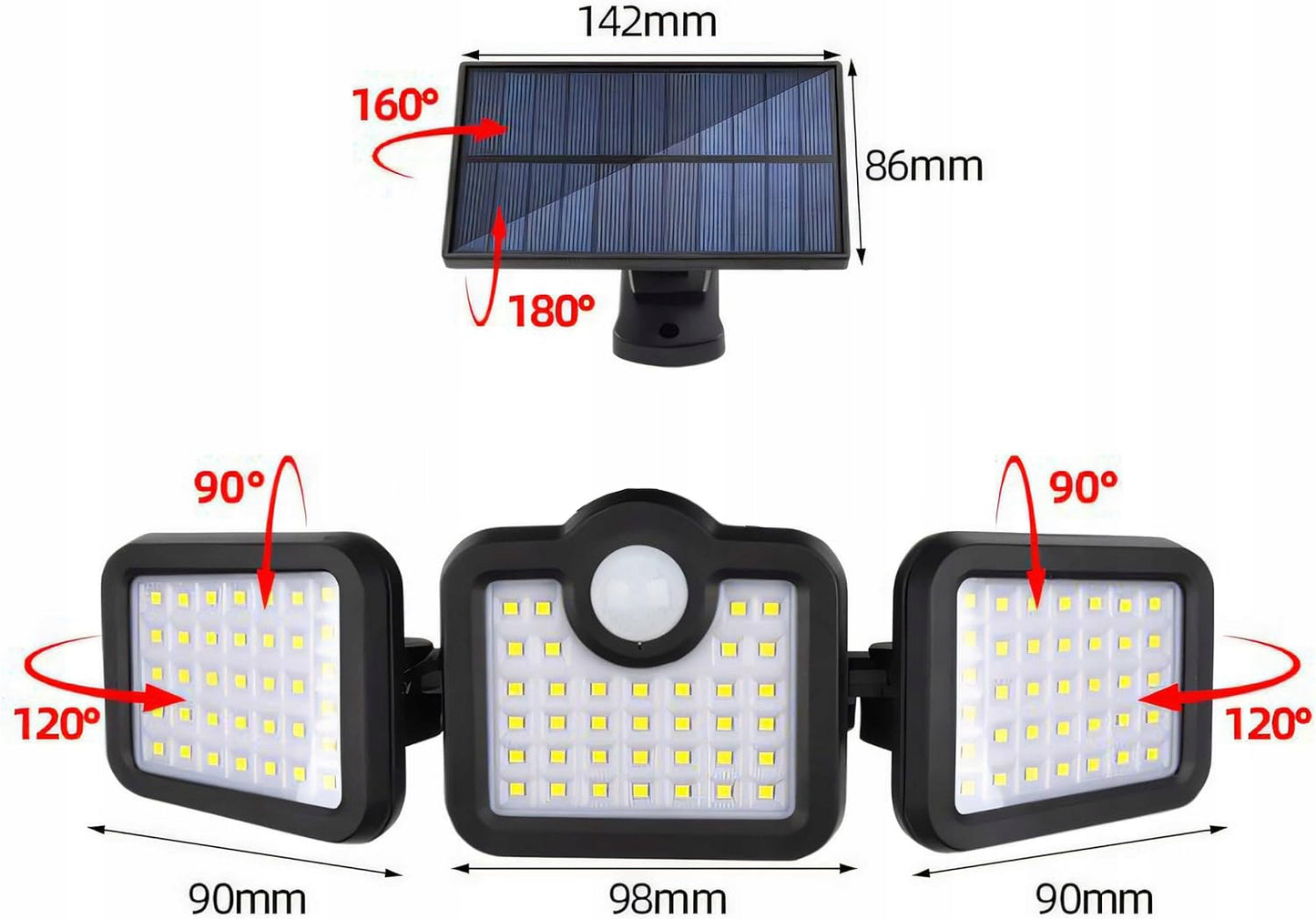 Lauko LED Saulės Prožektorius su Judesio ir Sutemų Jutikliais bei Nuotolinio Valdymo Pulteliu