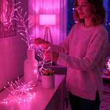 Kalėdinės lemputės 288 LED, guminio tipo, Cluster, rožinės, 2 m, KALĖDINĖ DEKORACIJA