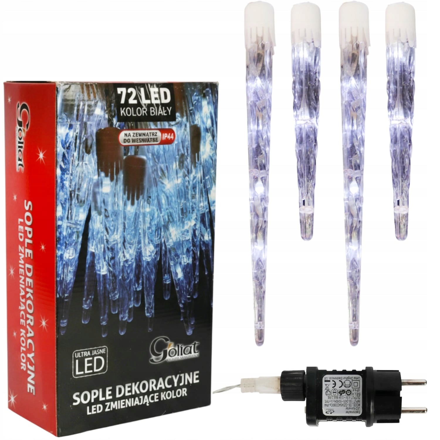 Lauko girliandos Varvantys varvekliai 24 vnt. 72 LED Stalaktitai šaltai balta