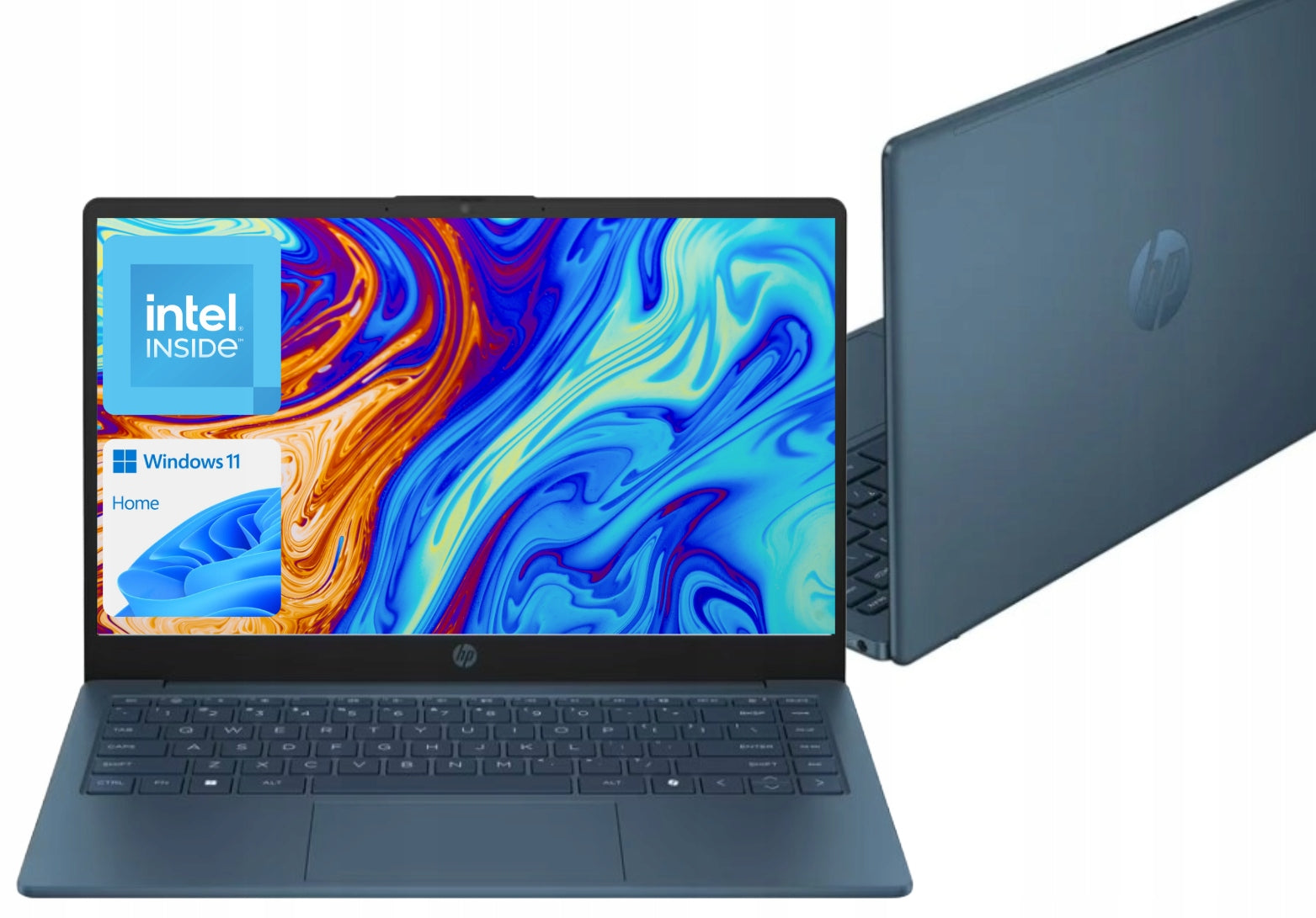 Nešiojamas kompiuteris HP 14 su 4 branduolių „Intel“ procesoriumi, 16 GB RAM / 640 GB SSD, 14 colių matinio paviršiaus ekranu, „Windows 11“, „Bluetooth 5.4“ – matinė, skirta mokymuisi