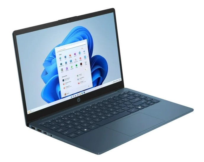 Nešiojamas kompiuteris HP 14 su 4 branduolių „Intel“ procesoriumi, 16 GB RAM / 640 GB SSD, 14 colių matinio paviršiaus ekranu, „Windows 11“, „Bluetooth 5.4“ – matinė, skirta mokymuisi