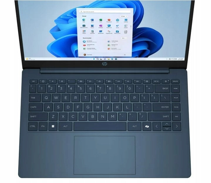 Nešiojamas kompiuteris HP 14 su 4 branduolių „Intel“ procesoriumi, 16 GB RAM / 640 GB SSD, 14 colių matinio paviršiaus ekranu, „Windows 11“, „Bluetooth 5.4“ – matinė, skirta mokymuisi