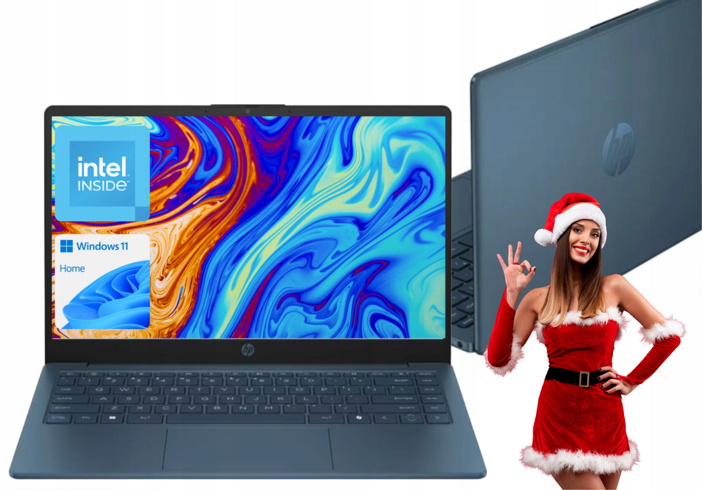 Nešiojamas kompiuteris HP 14 su 4 branduolių „Intel“ procesoriumi, 16 GB RAM / 640 GB SSD, 14 colių matinio paviršiaus ekranu, „Windows 11“, „Bluetooth 5.4“ – matinė, skirta mokymuisi