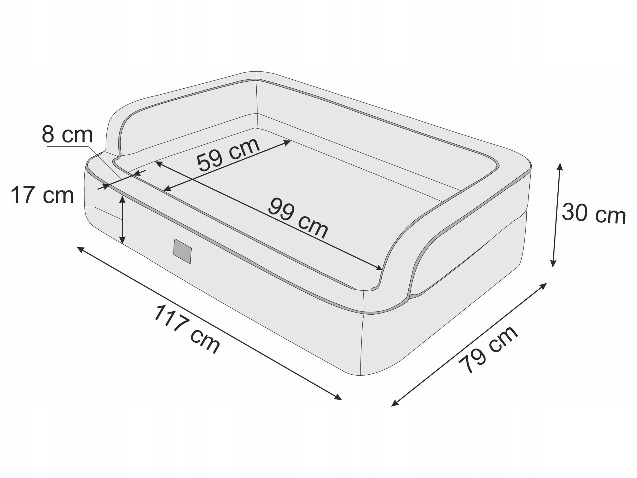 Šunų guolis - sofa, šunų lovelė - atspari vandeniui - XXL 117x79 cm