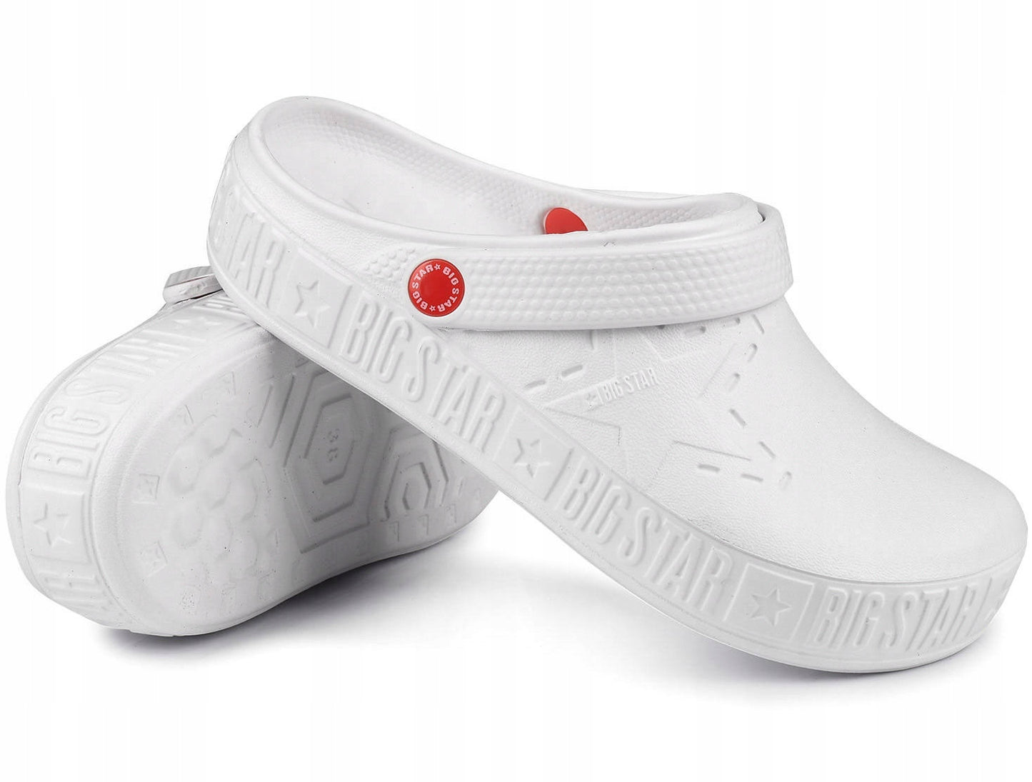 Lengvi moteriški mediniai klumpiniai šlepečiai BIG STAR sodo, paplūdimio, medicininiai balti 36