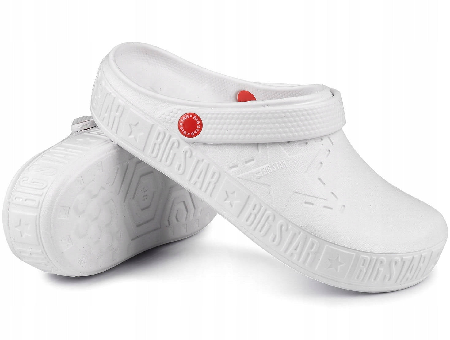 Lengvi moteriški mediniai klumpiniai šlepečiai BIG STAR sodo, paplūdimio, medicininiai balti 36