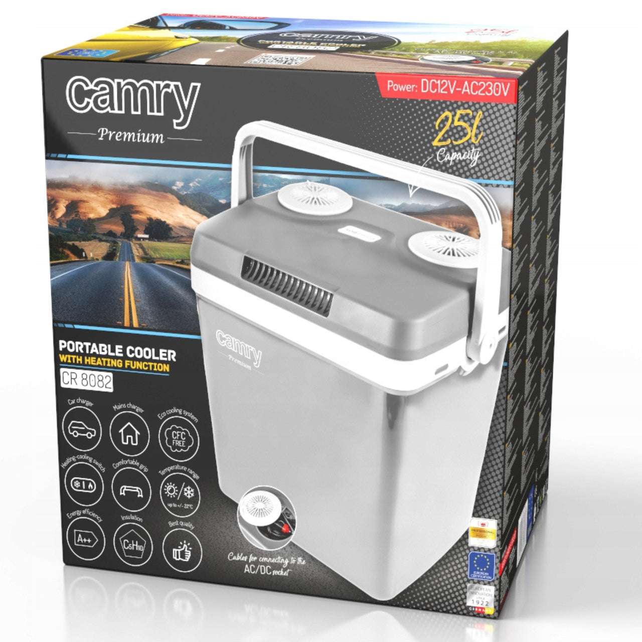 Elektrinis turistinis 25L šaldytuvas su vėsinimu ir šildymu 12V 230V