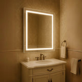 Vonios veidrodis 80x80 cm kvadratinis be jungiklio su LED apšvietimu Luna