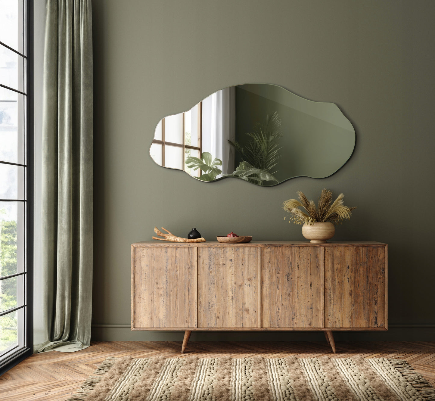 Dekoratyvus veidrodis, netaisyklingos formos, universalus, vertikalus, horizontalus, Premium