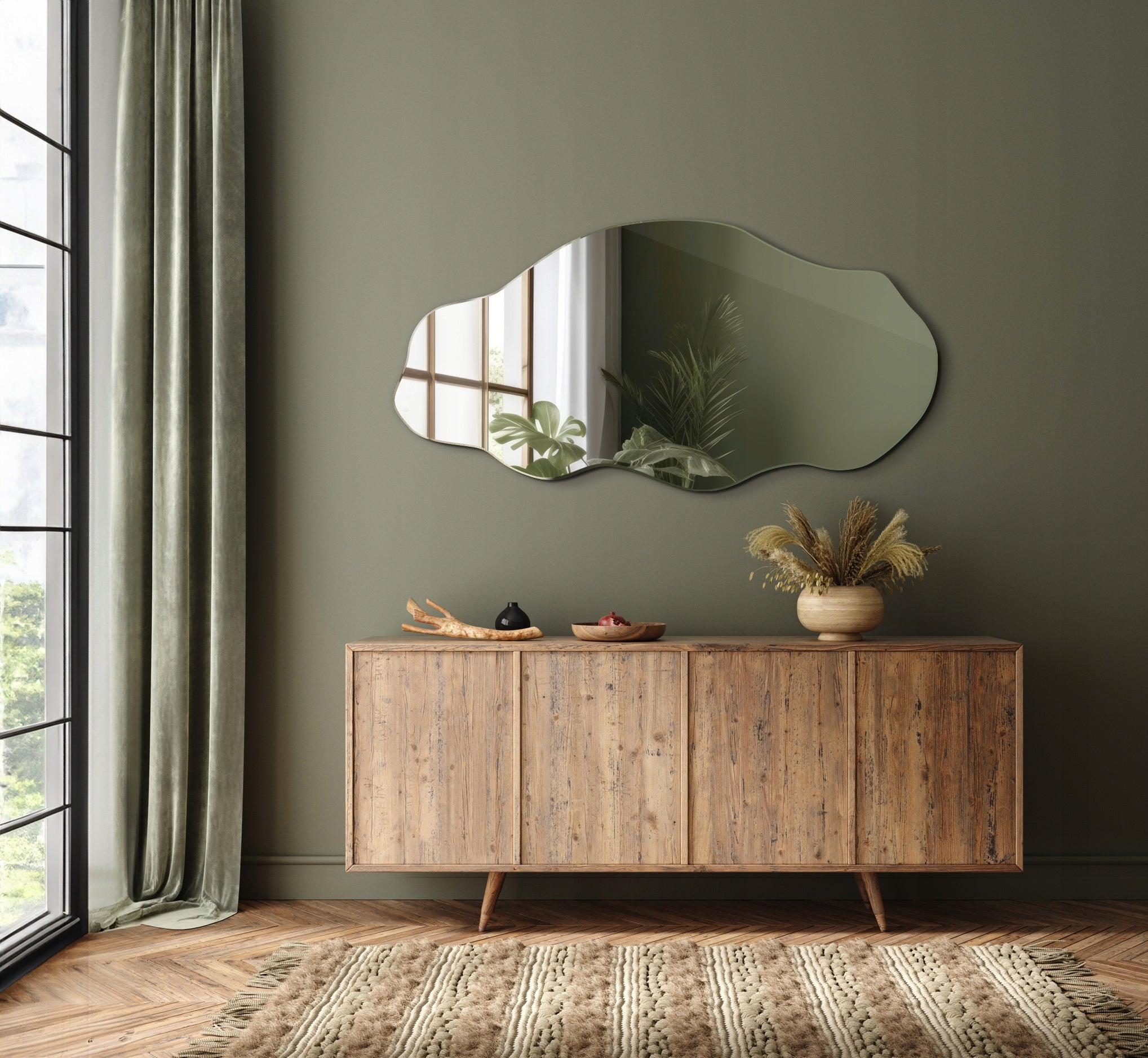 Dekoratyvus veidrodis, netaisyklingos formos, universalus, vertikalus, horizontalus, Premium