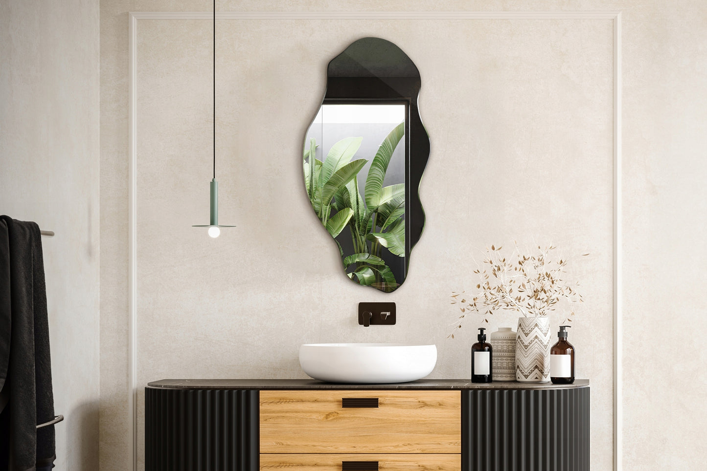 Dekoratyvus veidrodis, netaisyklingos formos, universalus, vertikalus, horizontalus, Premium