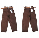 M.SARA Moteriškos džinsinės kelnės "Balloon", rudos, šokolado spalvos, aukštas juosmuo, 34/XS