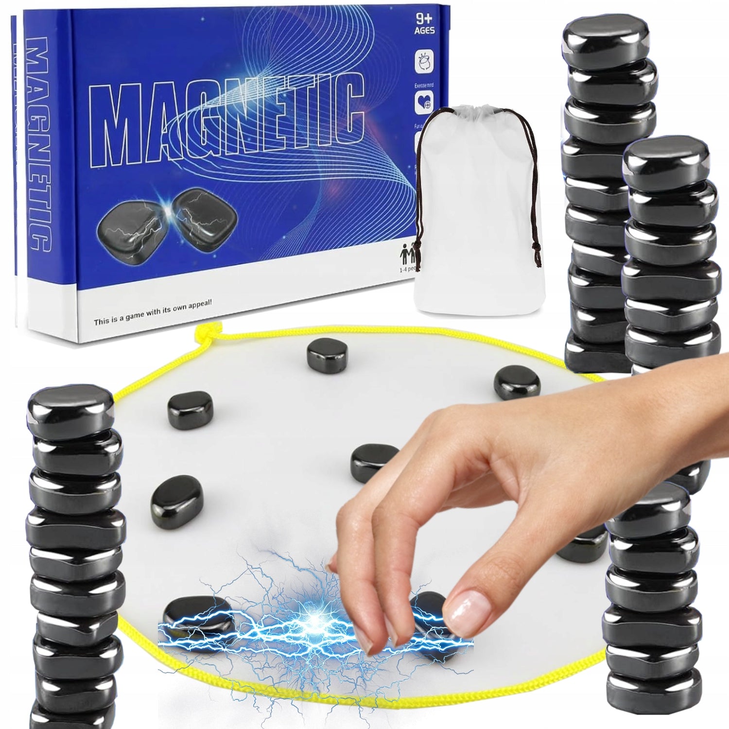 MAGNETINIAI AKMENĖLIAI 60 vnt. STRATEGINIS ŠVIETIMO ŠACHMATŲ ŽAIDIMAS RINKINYS