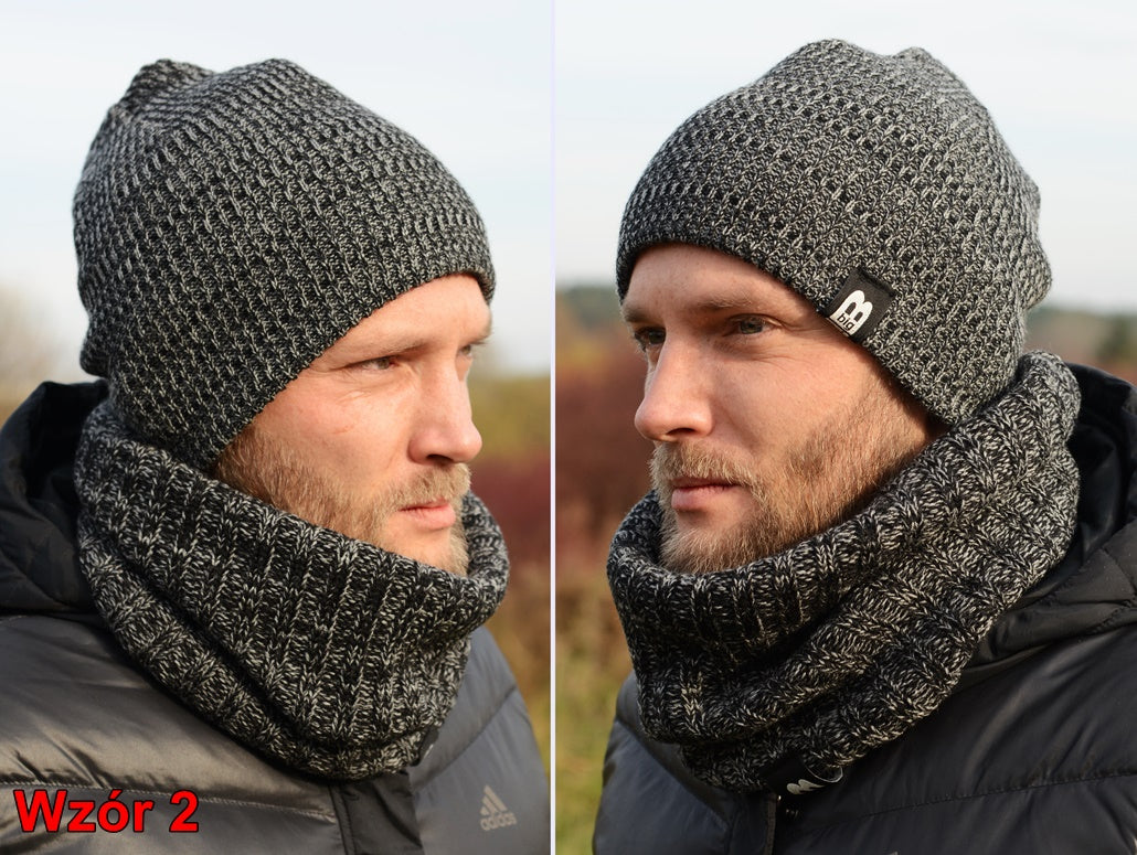 VYRIŠKA ŽIEMINĖ BEISBOLINĖ KEPURĖ + VAMZDELIS ŠALIKAS komplektas rudeniui ir žiemai, SPALVŲ K5