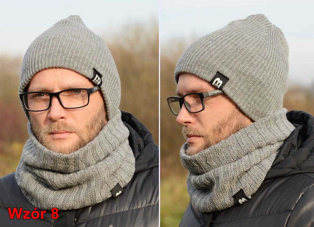 VYRIŠKA ŽIEMINĖ BEISBOLINĖ KEPURĖ + VAMZDELIS ŠALIKAS komplektas rudeniui ir žiemai, SPALVŲ K5