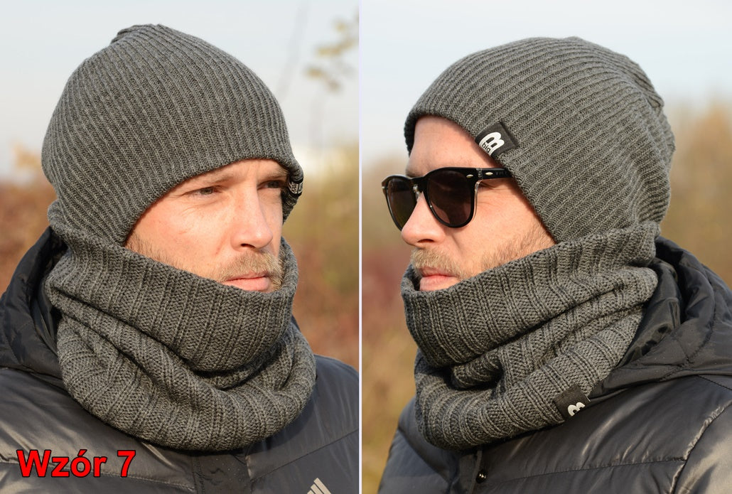 VYRIŠKA ŽIEMINĖ BEISBOLINĖ KEPURĖ + VAMZDELIS ŠALIKAS komplektas rudeniui ir žiemai, SPALVŲ K5