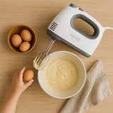 Rankinis maišytuvas 750W, 5 greičiai + TURBO, 4 ilgu 21cm plakimo šluotelių