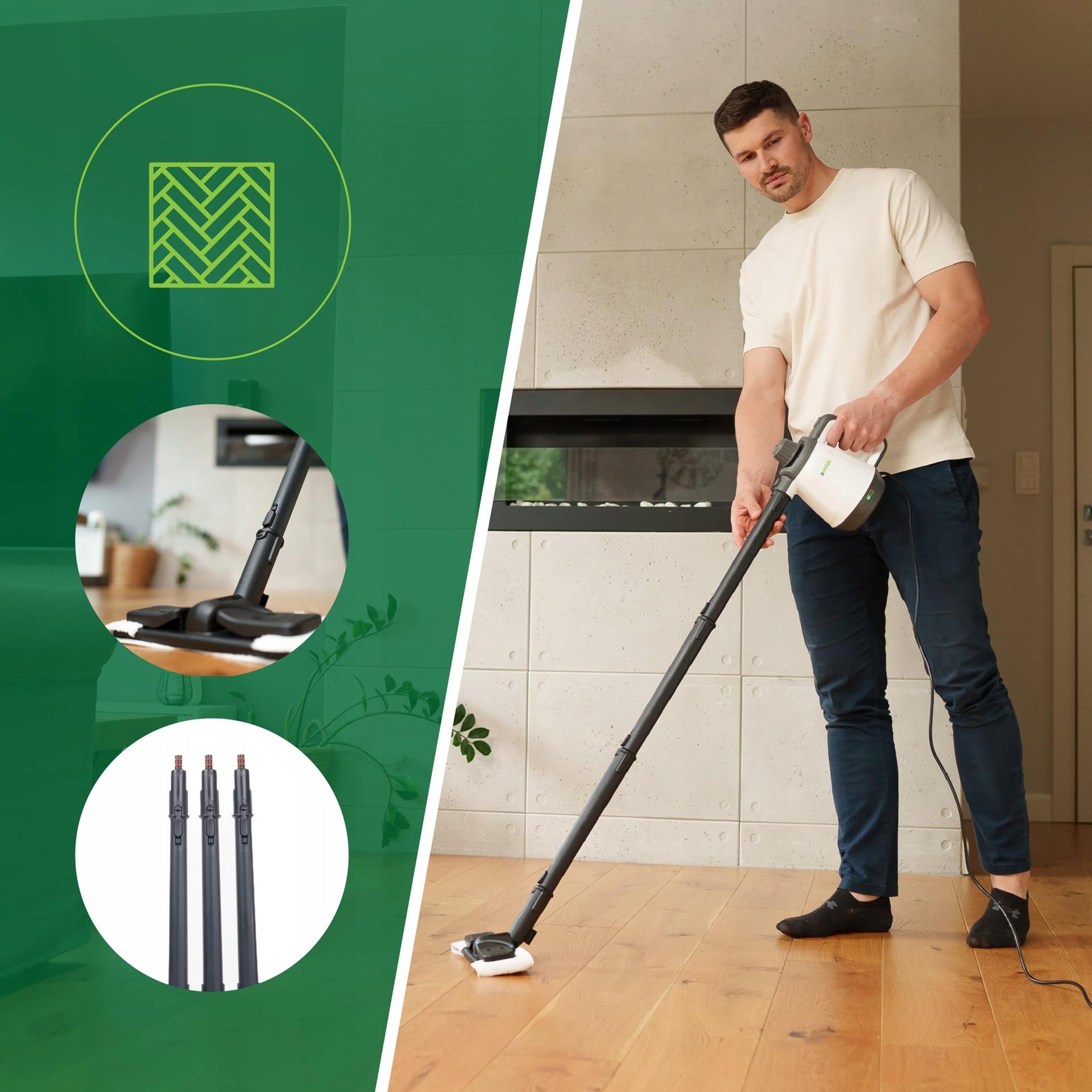 Garo valytuvas langams, garo šluota 2000W 3,5bar Dydelis komplektas