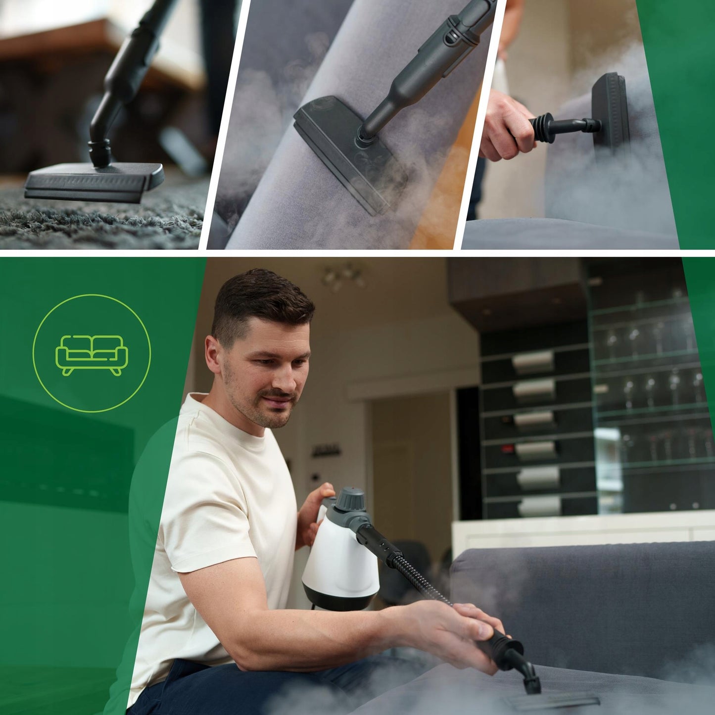 Garinis valytuvas Garų siurblys Langų valiklis Garinis mopas 2000W 3,5bar Didelis rinkinys