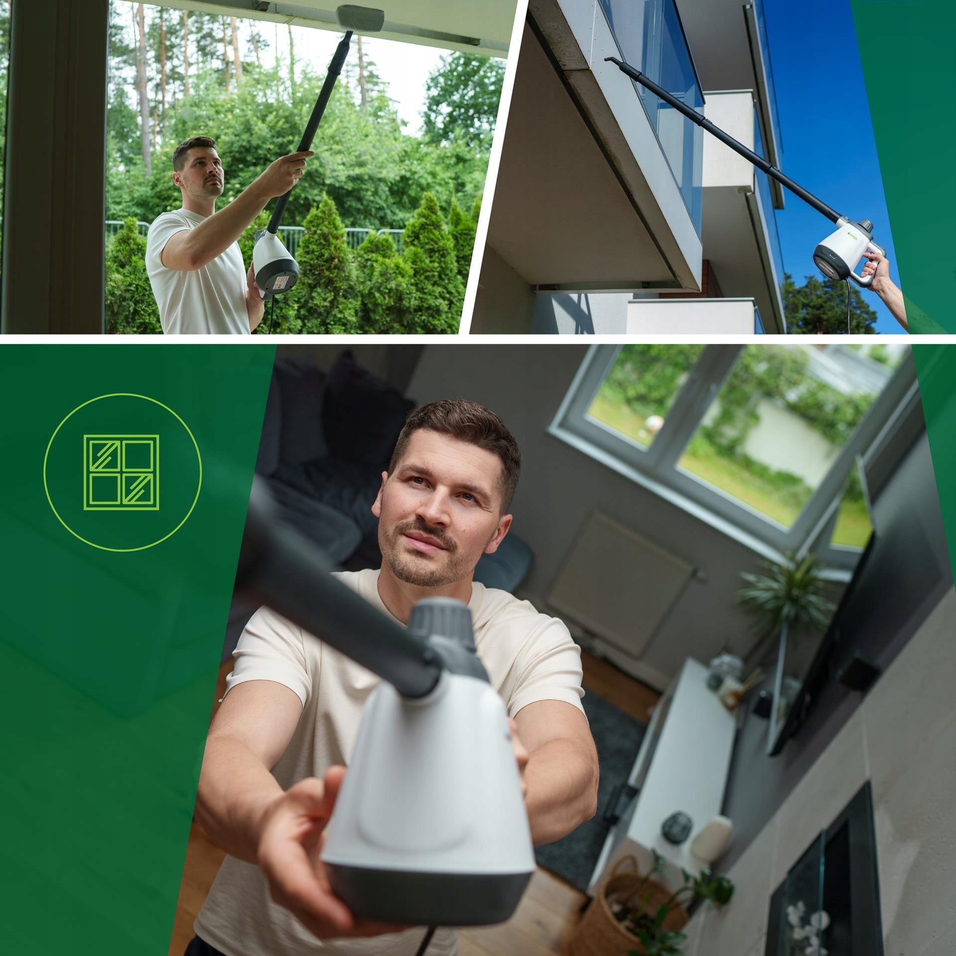 Garinis valytuvas Garų siurblys Langų valiklis Garinis mopas 2000W 3,5bar Didelis rinkinys