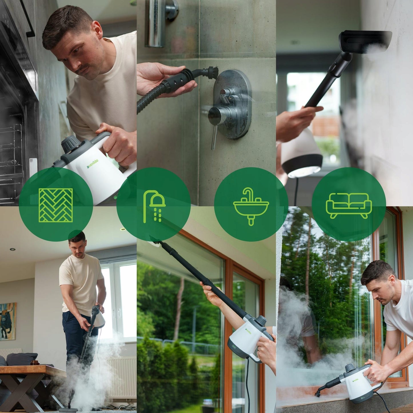 Garinis valytuvas Garų siurblys Langų valiklis Garinis mopas 2000W 3,5bar Didelis rinkinys