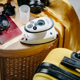 Mažas kelioninis lygintuvas su GARŲ funkcija, dvigubas maitinimas, temperatūros reguliavimas