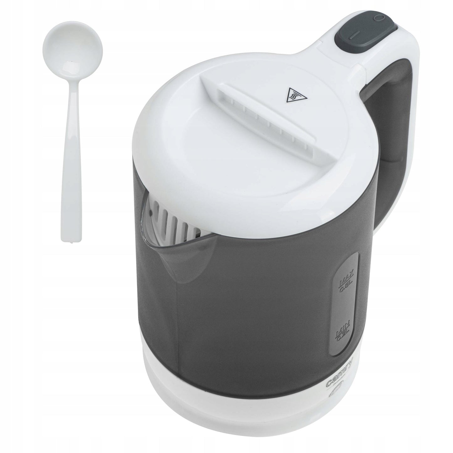 Mažas kelioninis elektrinis virdulys + 2 puodeliai ir šaukštelis, 500ml, 900W