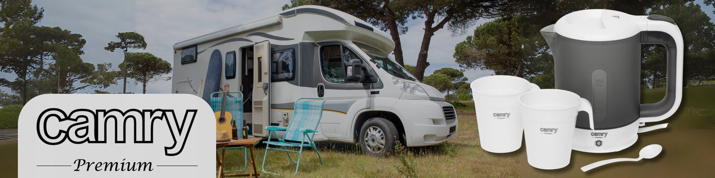 Mažas kelioninis elektrinis virdulys + 2 puodeliai ir šaukštelis, 500ml, 900W