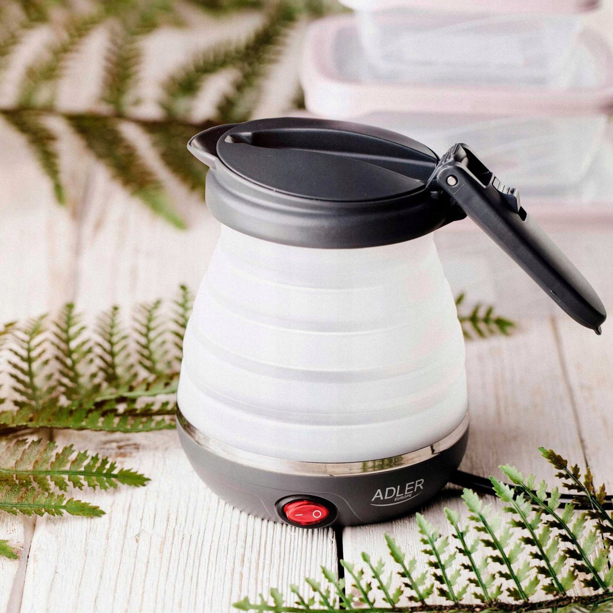 Mažas kelioninis sulankstomas elektrinis virdulys 600ml 0,6L 750W silikoninis