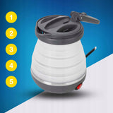 Mažas kelioninis sulankstomas elektrinis virdulys 600ml 0,6L 750W silikoninis