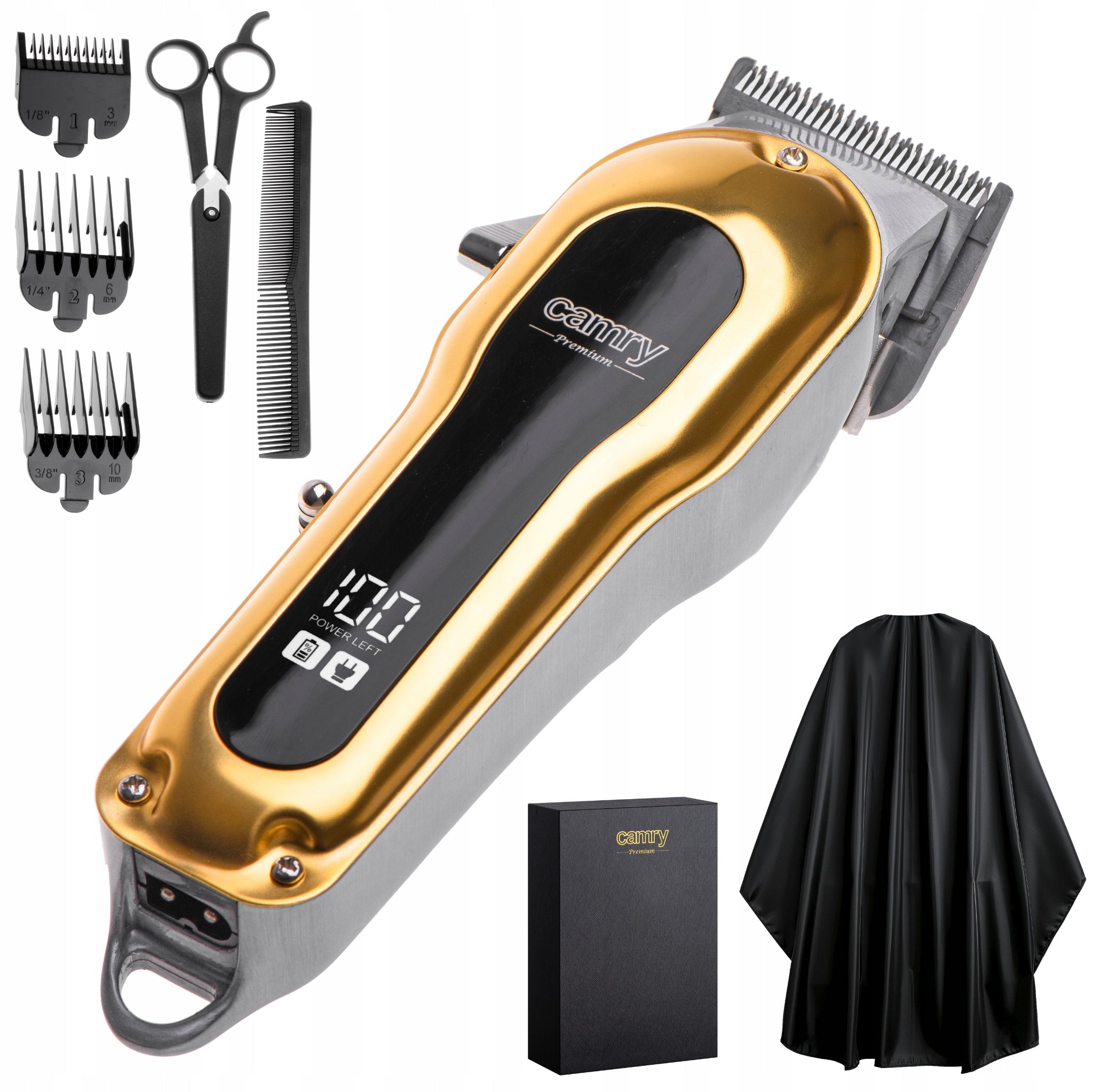 Plaukų kirpimo mašinėlė, smulki buitinė technika, LED, 4 antgaliai, USB įkrovimas