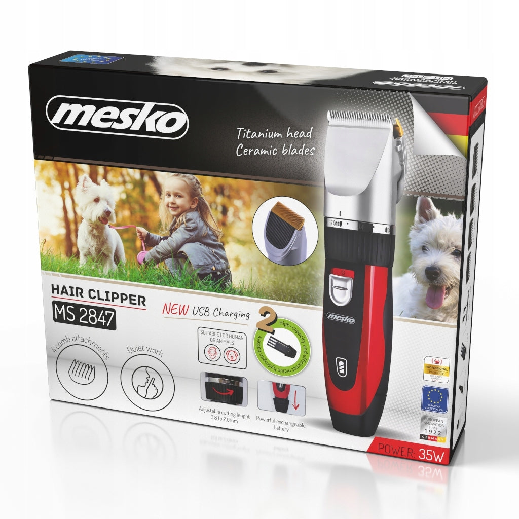 Belaidė gyvūnų (šunų, kačių) plaukų kirpimo mašinėlė, kuri netraukia kailio