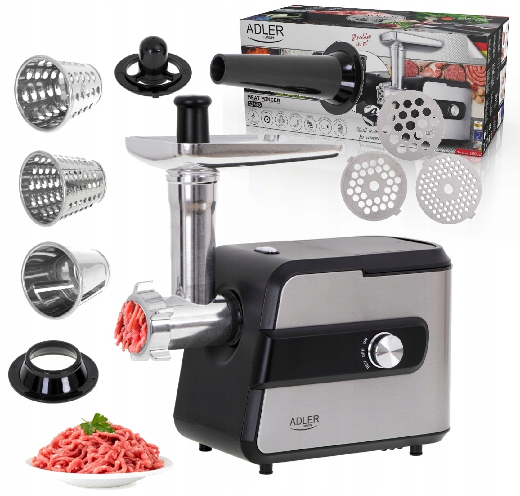 Elektrinė mėsmalė 2000W su Kebbe priedu