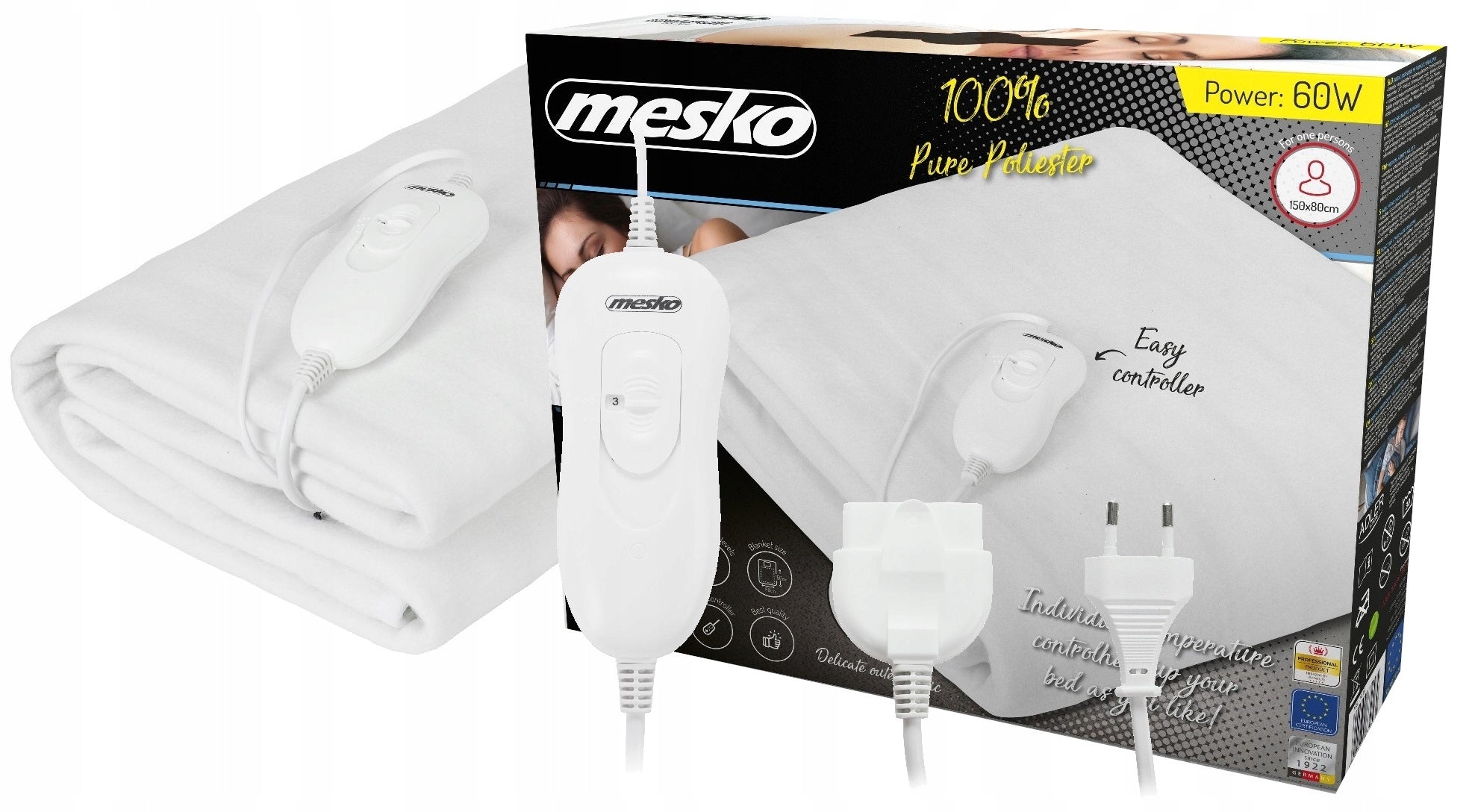 Mesko MS 7419 Elektrinė paklojama antklodė šildanti 150x80cm Reguliuojama