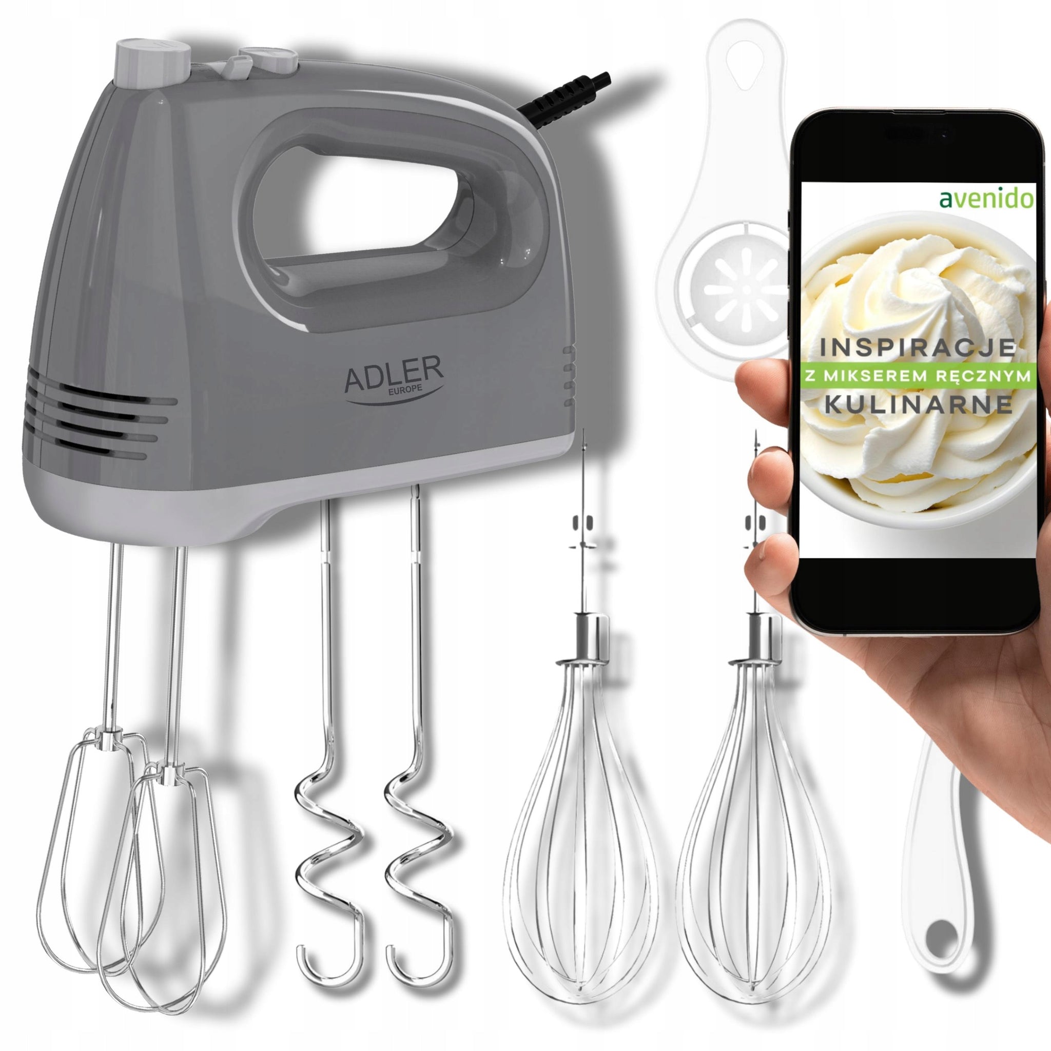 Rankinis maišytuvas virtuvės kombainas 750W 5 greičių + TURBO 6 maišytuvai švelnus startas