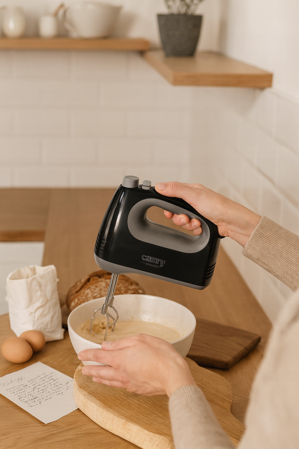 Rankinis virtuvinis kombainas maišytuvas, 750W, 5 greičiai, Turbo, juodas