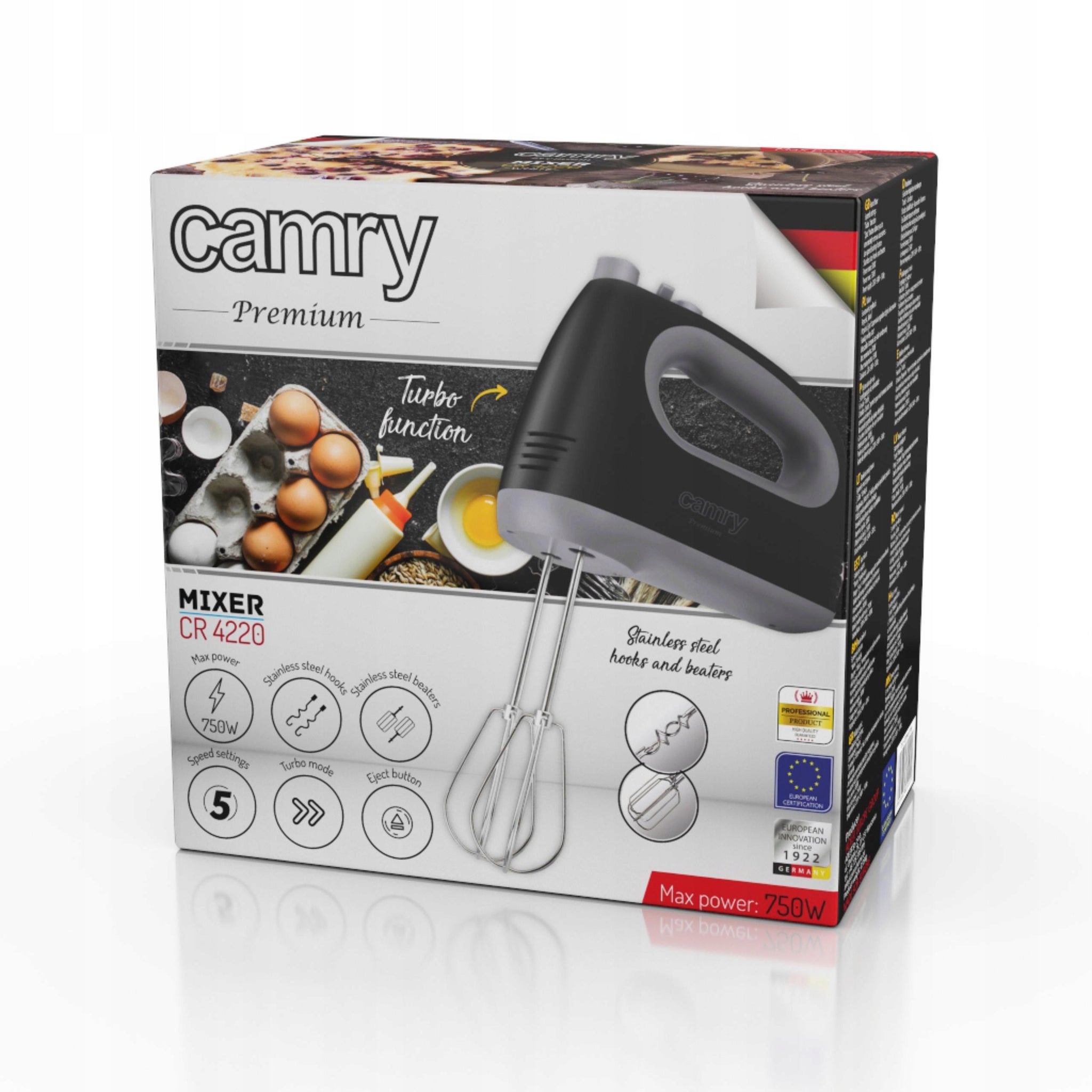 Rankinis virtuvinis kombainas maišytuvas, 750W, 5 greičiai, Turbo, juodas