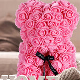 Meškiukas iš rožių LED dovana mamai, merginai, močiutei, amžina rožė, rinkinys 25 cm