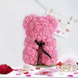 Meškiukas iš rožių LED dovana mamai, merginai, močiutei, amžina rožė, rinkinys 25 cm