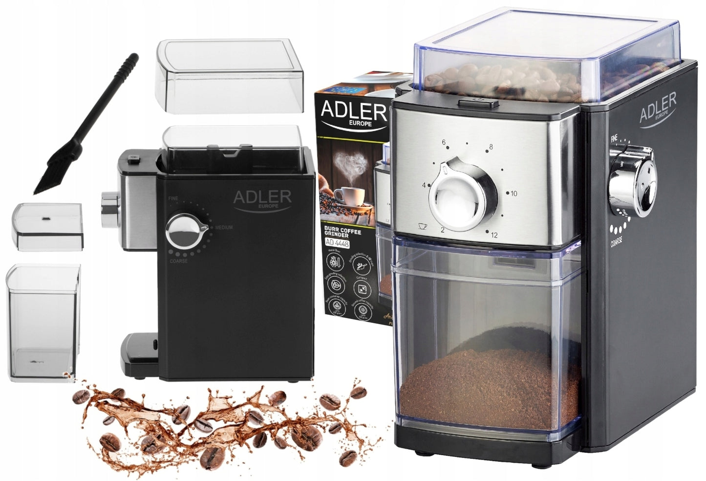 Kavos malūnėlis su girnomis 300W 250g 12 puodeliams su reguliuojamu malimo rupumu