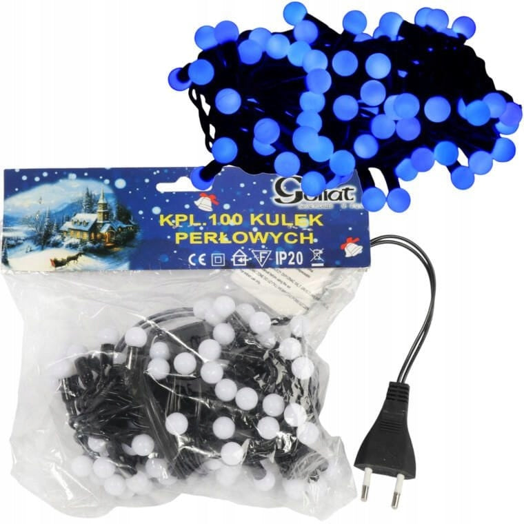 Mėlynos Kalėdinės lemputės ant laido 100 LED perliukų 5,5 m GOLIAT