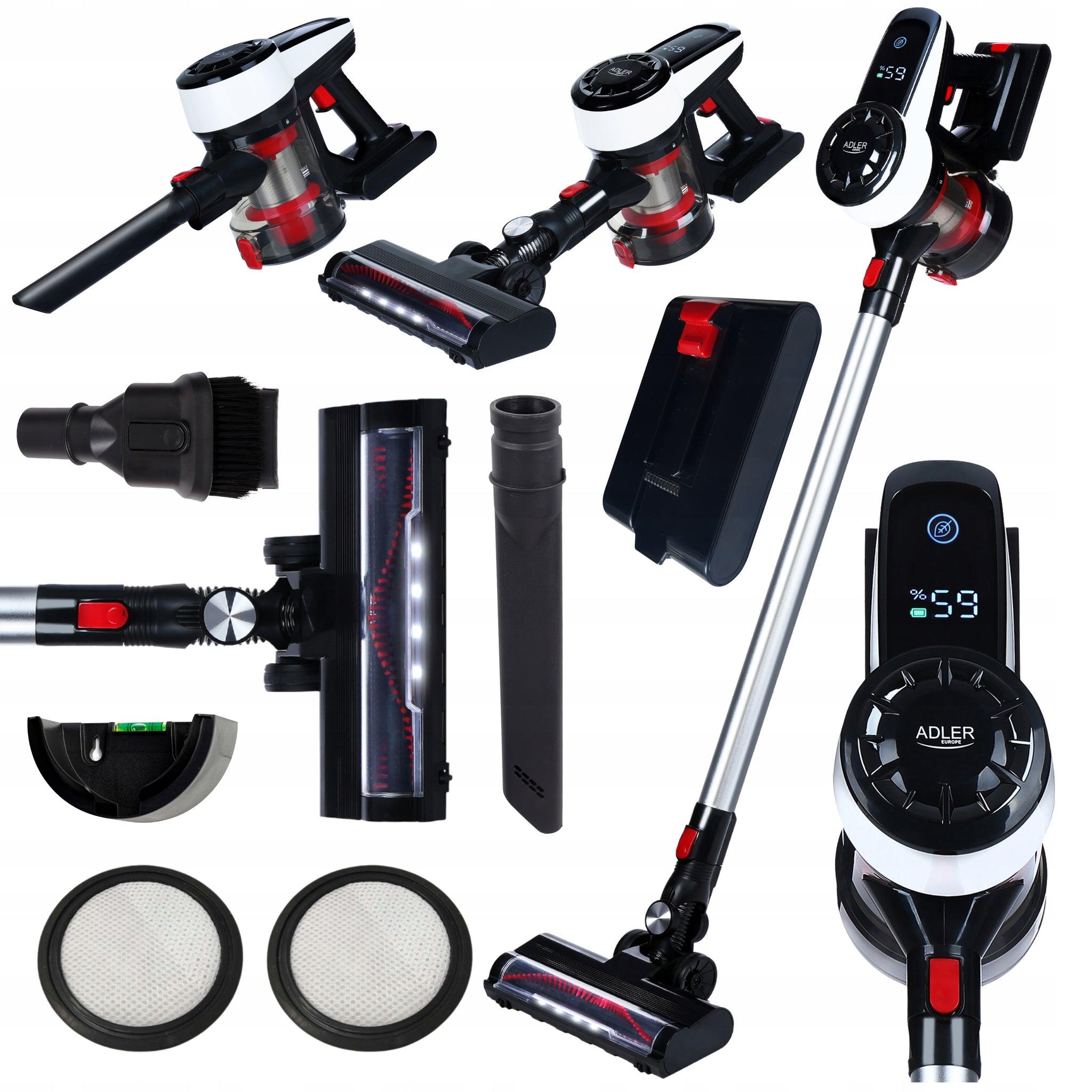 Belaidis vertikalus rankinis dulkių siurblys 3in1, be maišelio, su elektriniu šepečiu, 350W