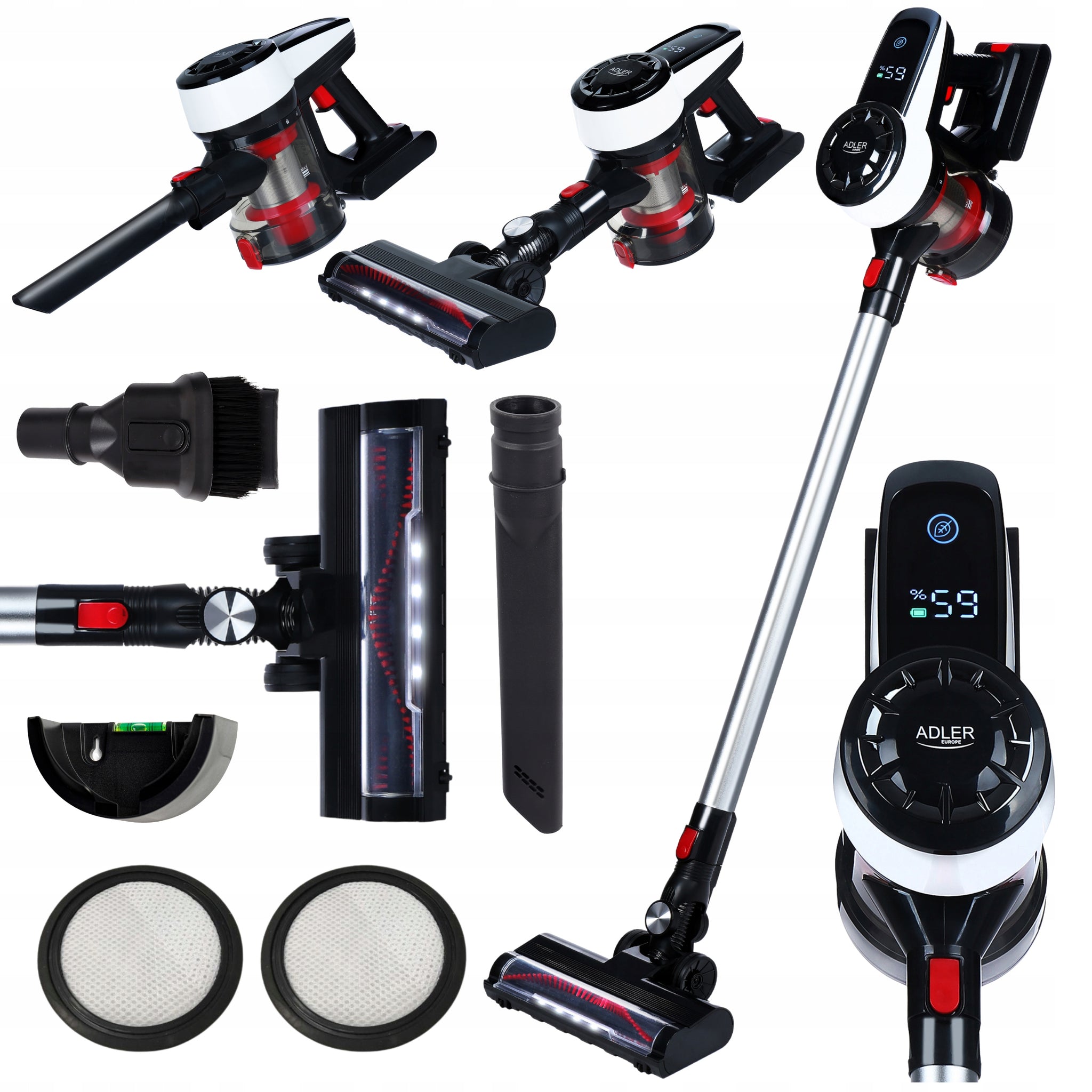 Belaidis vertikalus rankinis dulkių siurblys 3in1, be maišelio, su elektriniu šepečiu, 350W